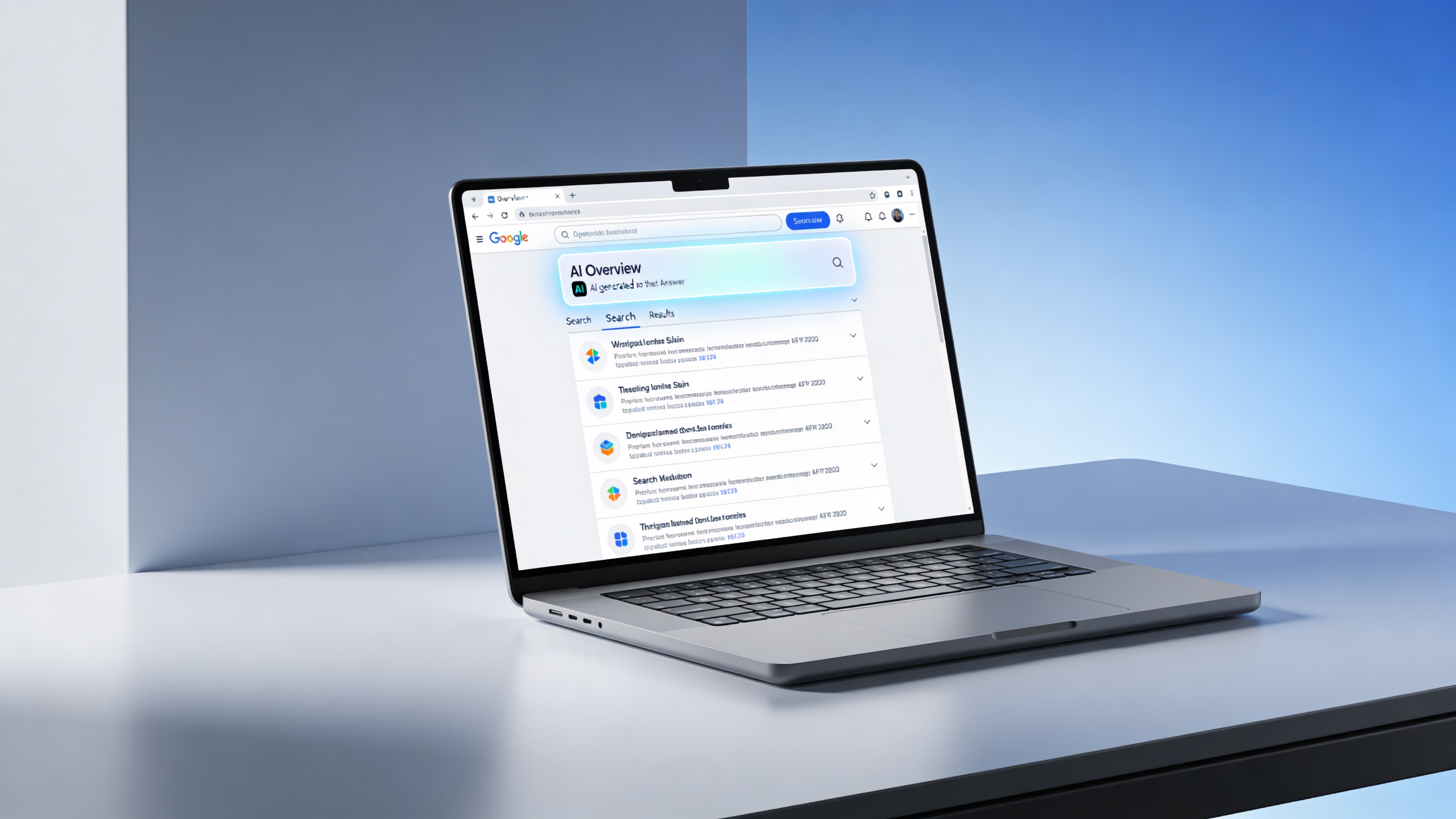 how to get cited in Google Gemini — brand logo appearing inside a Google AI Overview answer panel on a laptop screen